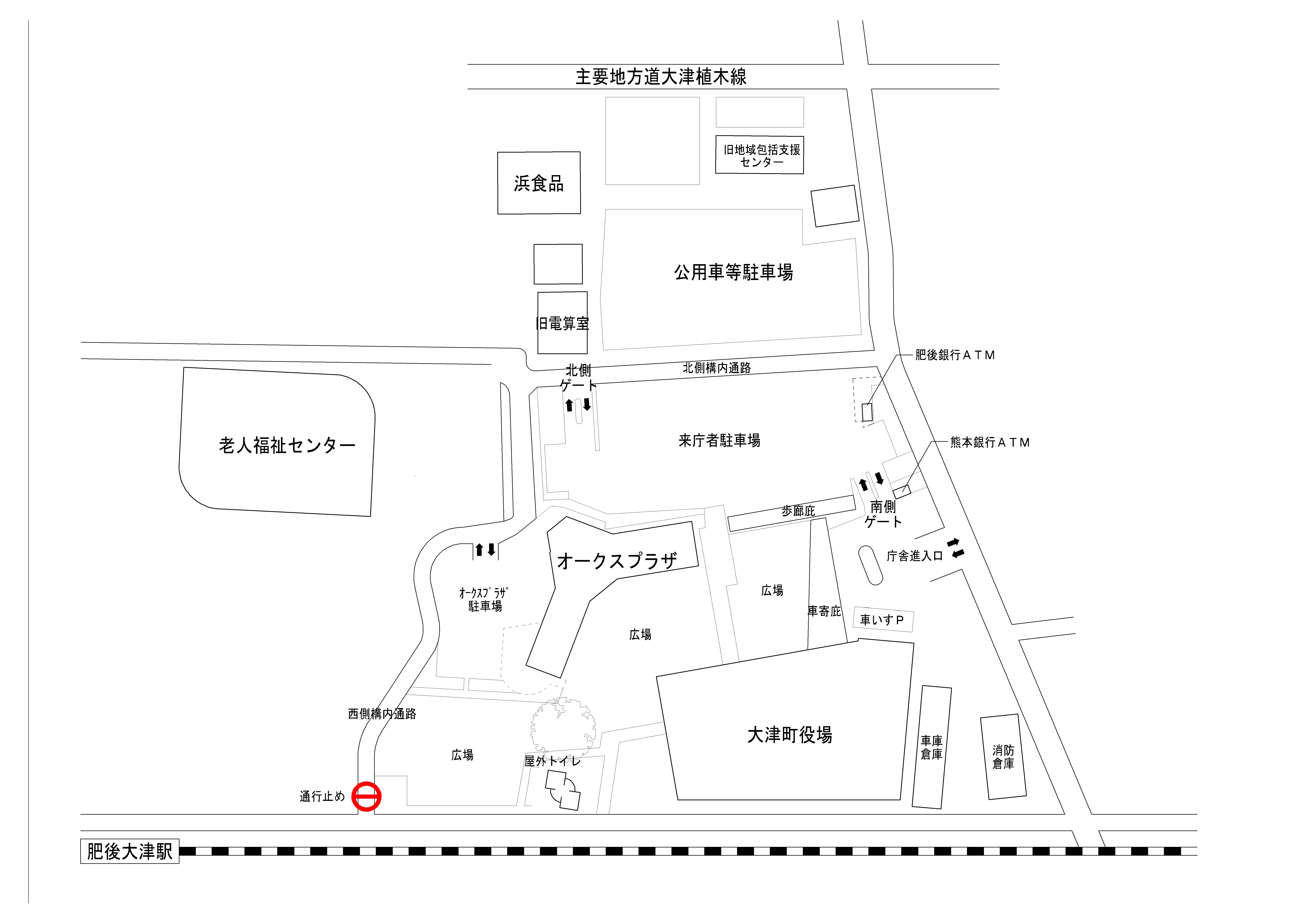 大津町役場来庁者用駐車場簡易図