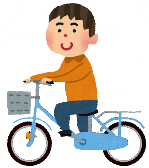 自転車に乗る成人男性